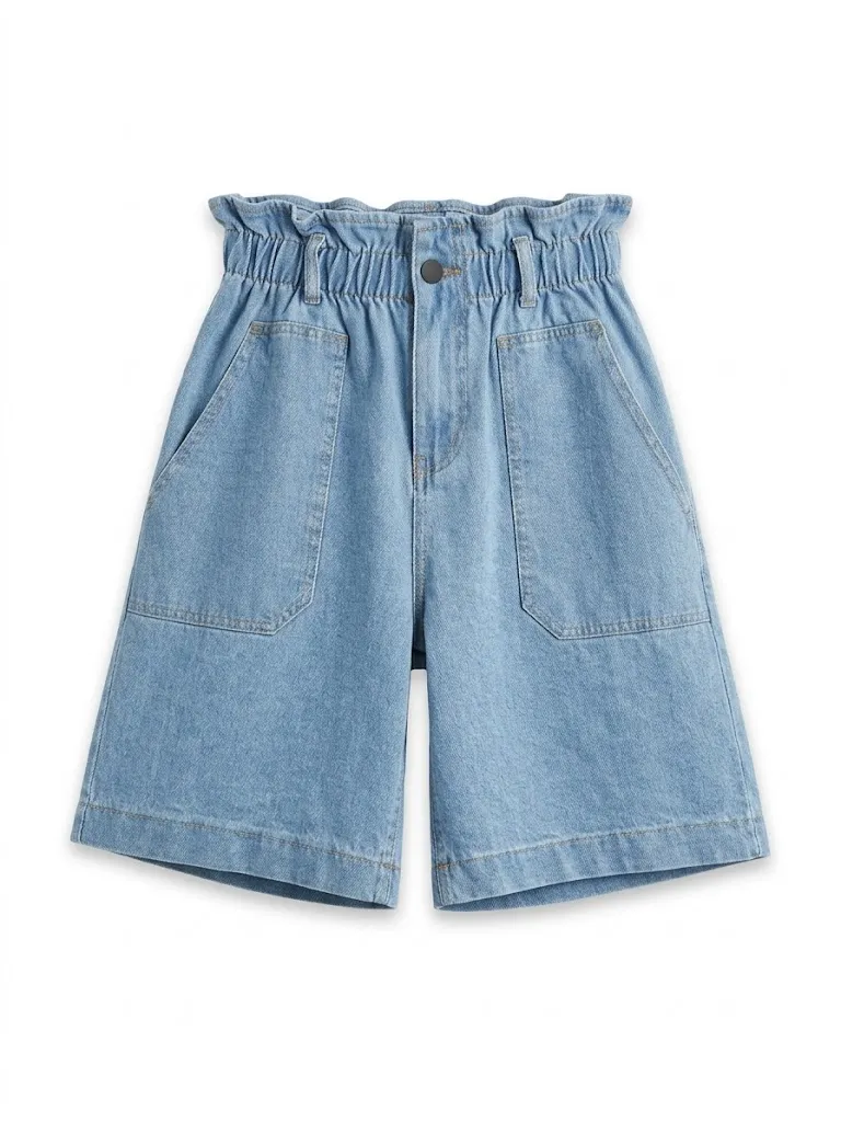 pantalón short denim con dobladillo blue denim 1.webp
