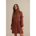 Vestido mangas abombadas color orange
