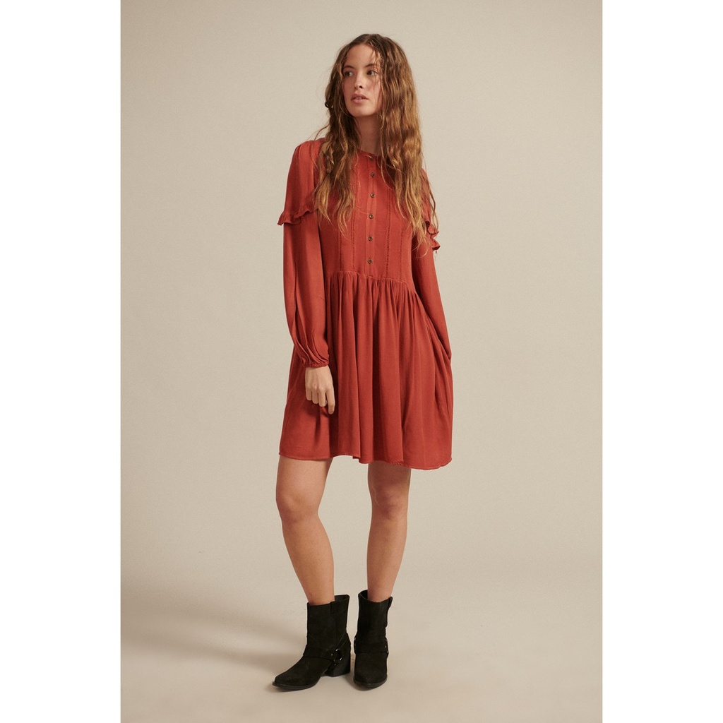 Vestido mangas abombadas color orange