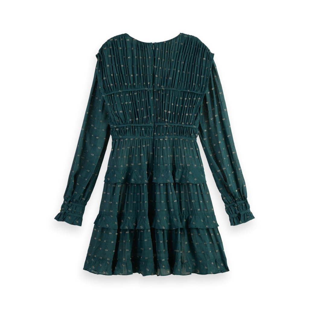 Vestido tejido jacquard con lurex color verde