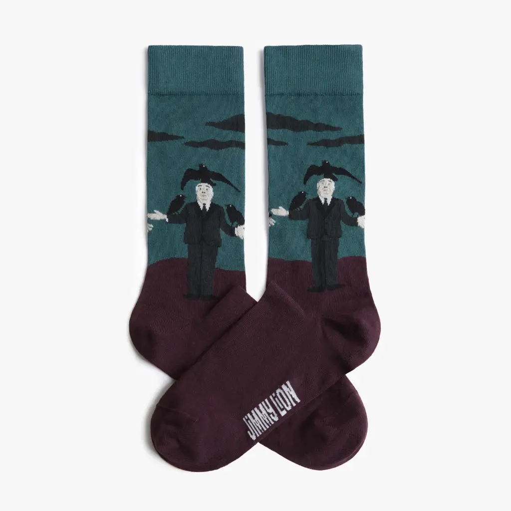 Calcetines HITCHCOCK CROWS  color rojo oscuro JIMMY LION