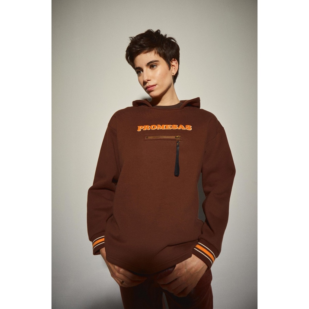 Sudadera marrón capucha DOLORES PROMESAS