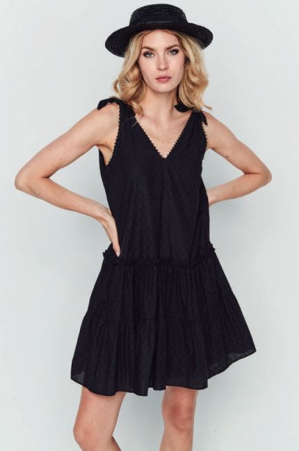 Vestido tirantes pasamanería color negro 
