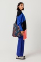 Bolso tejido reciclado multicolor estampado hojas 