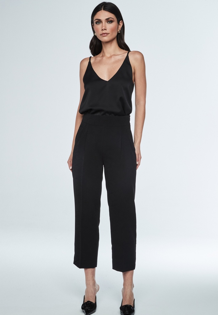 Pantalón tobillero jacquard negro 