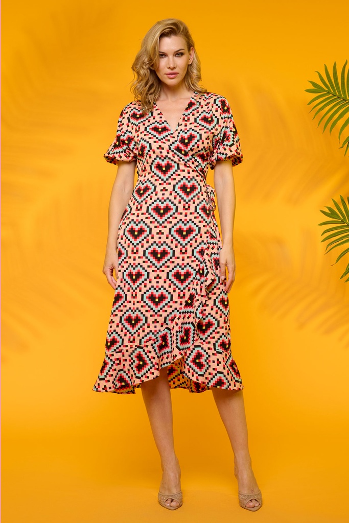 Vestido midi  pixel corazones  MINUETO (L)
