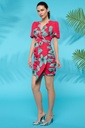 Vestido falda fruncida flores MINUETO