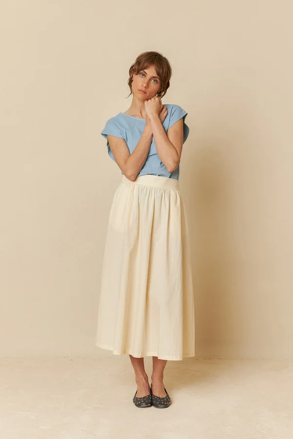 Falda midi popelín