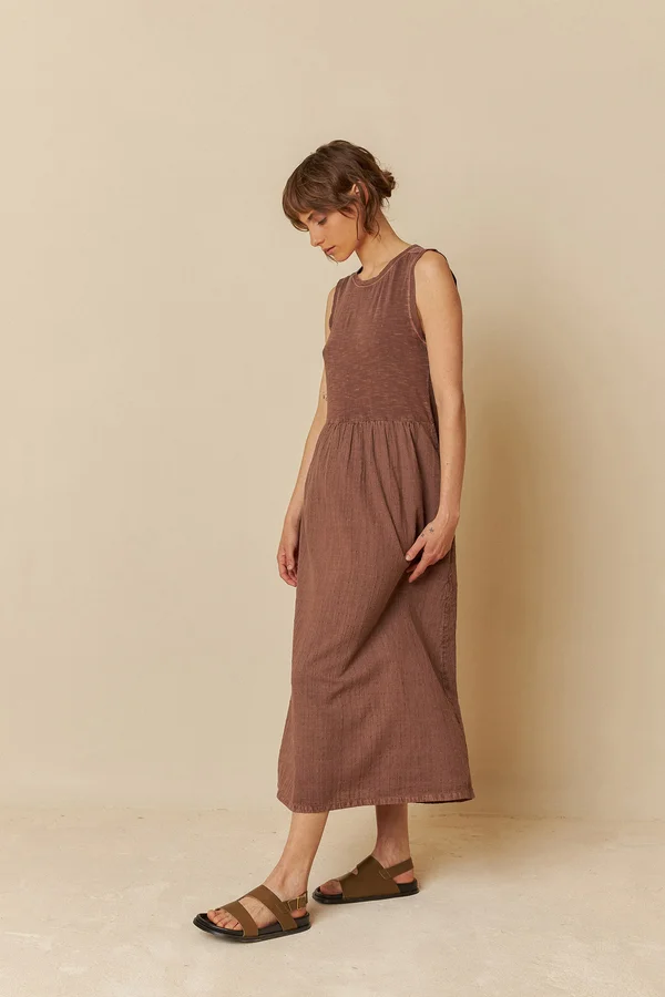 Vestido algodón color chocolate 