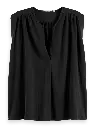 Camiseta drapeada cuello V negra