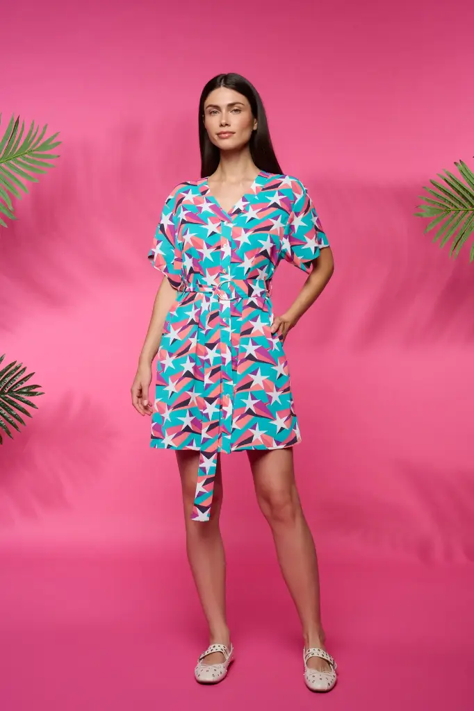 Vestido camisero estampado estrellas