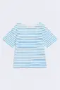 Camiseta lino rayas azul cielo y blancas