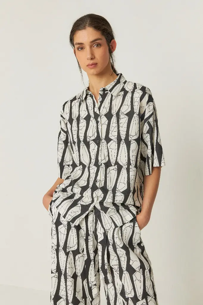 Camisa boyfriend estampada SKFK