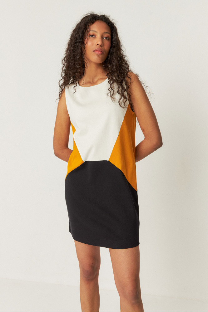 Vestido desmangado contraste SKFK