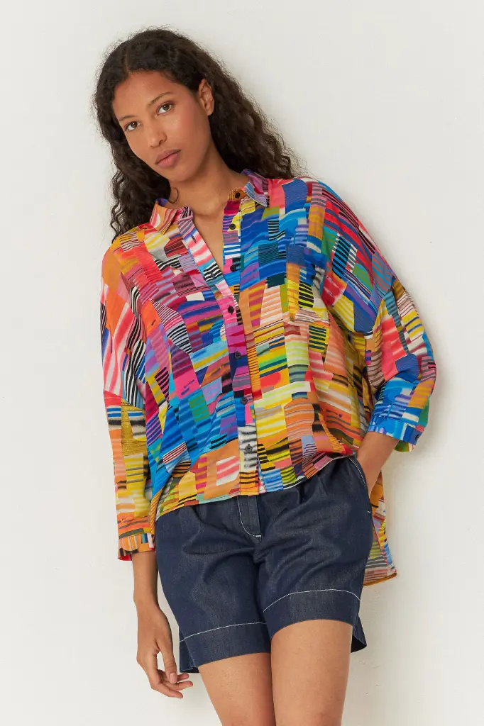 Camisa manga 3/4 multicolor 