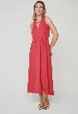 Vestido cuelo V coral 