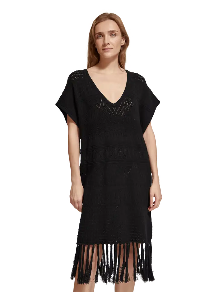 Vestido Scotch & Soda punto pointelle con flecos