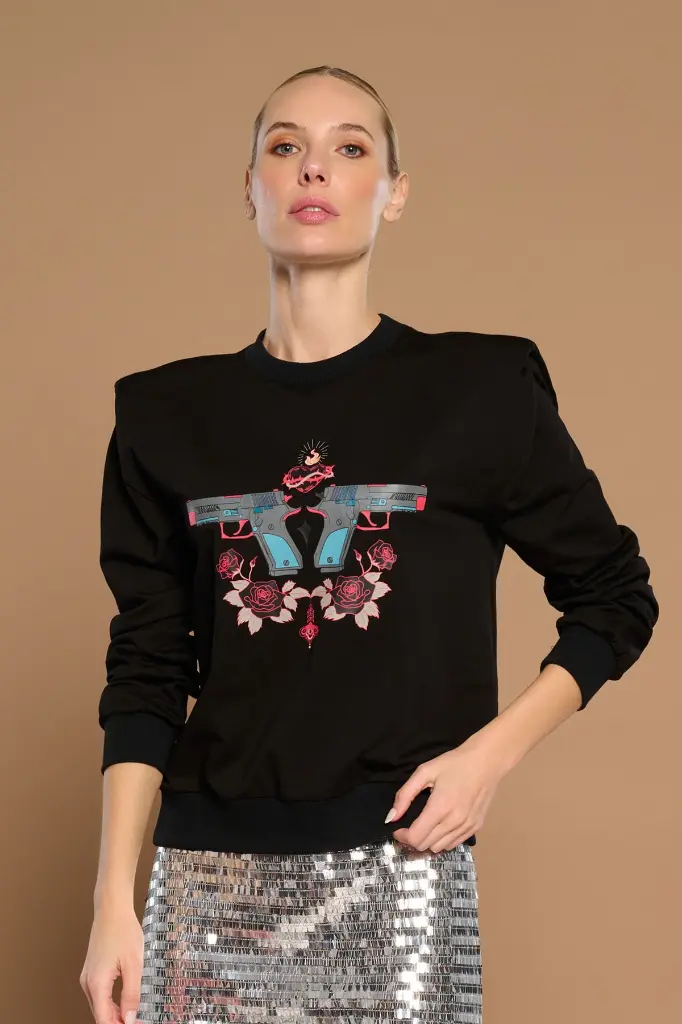 Sudadera Guns, Roses & Lipstick MINUETO