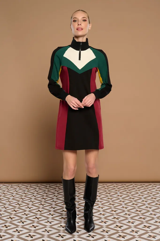 Vestido algodón color block MINUETO
