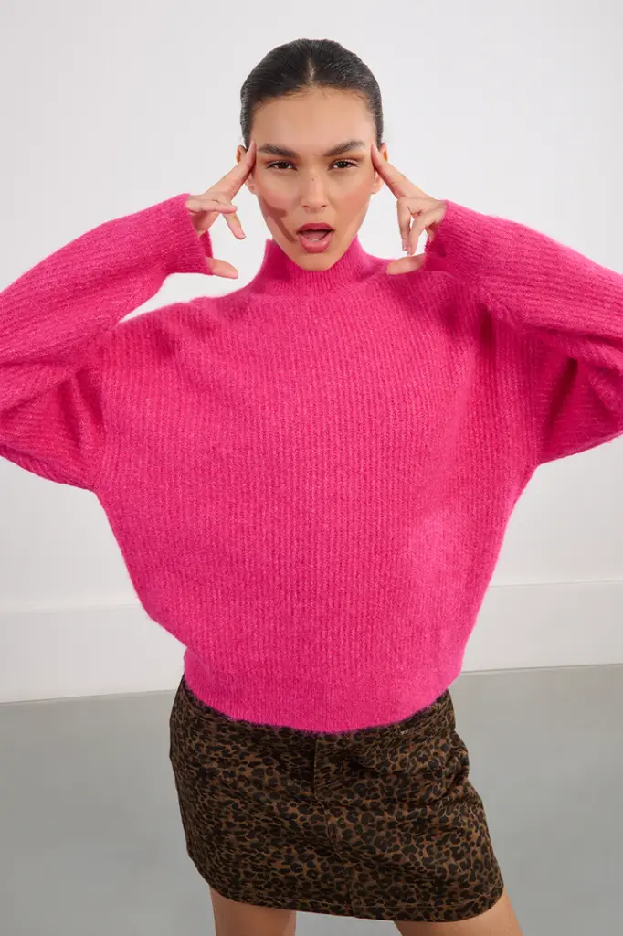 Jersey de punto suave fucsia 