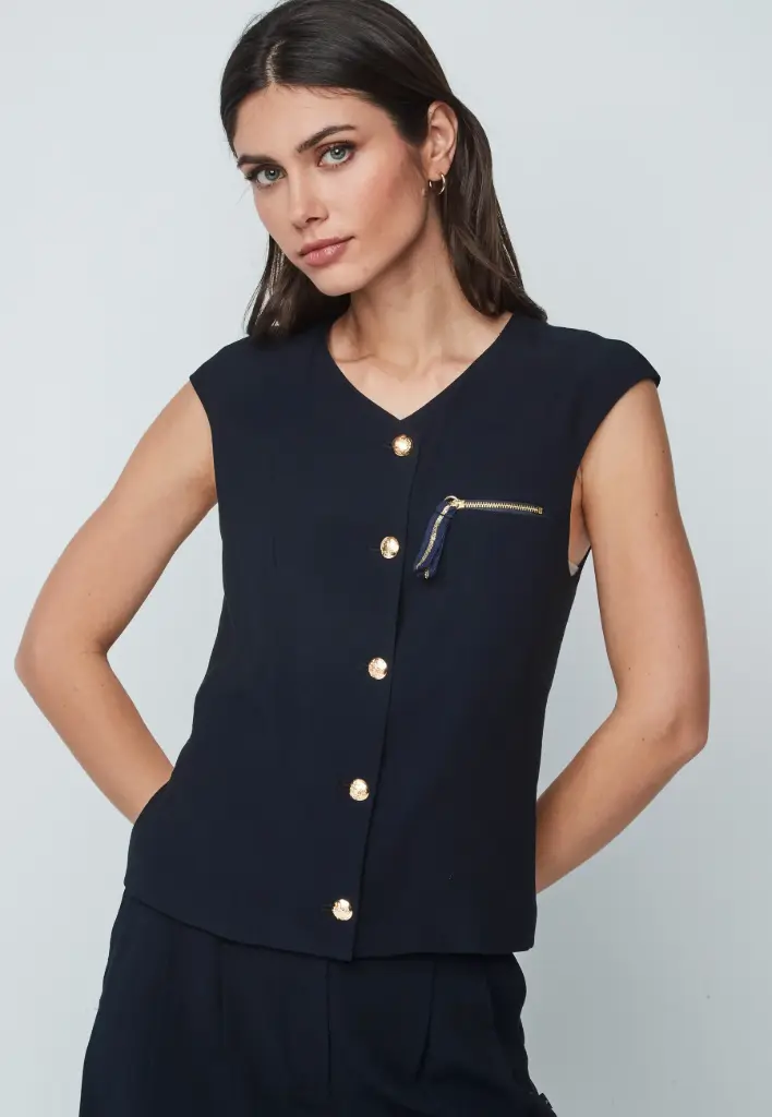 Chaleco tejido fluido marino  