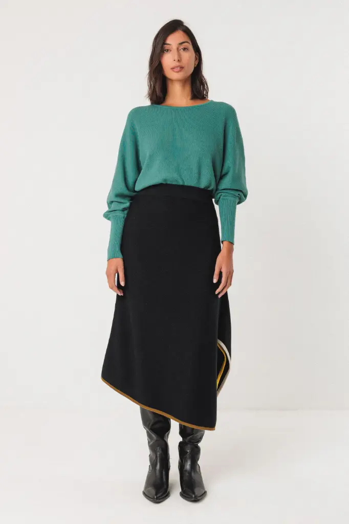 Falda largo asimétrico líneas contraste  (40)