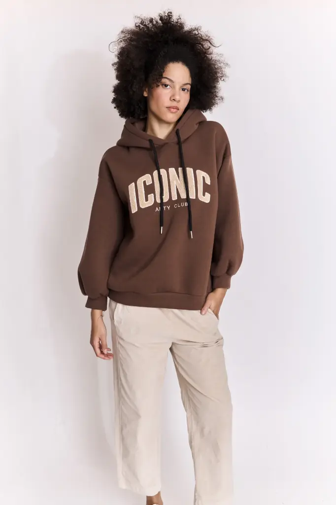 Sudadera ICONIC chocolate & beige