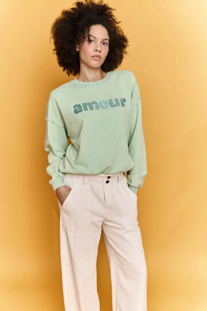 Sudadera AMOUR verde lavado & verde
