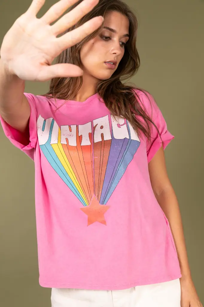 Camiseta VINTAGE color rosa
