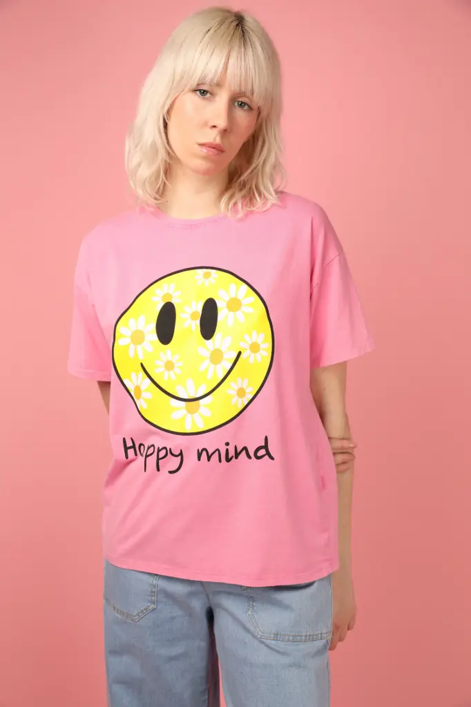 Camiseta SMILE color rosa