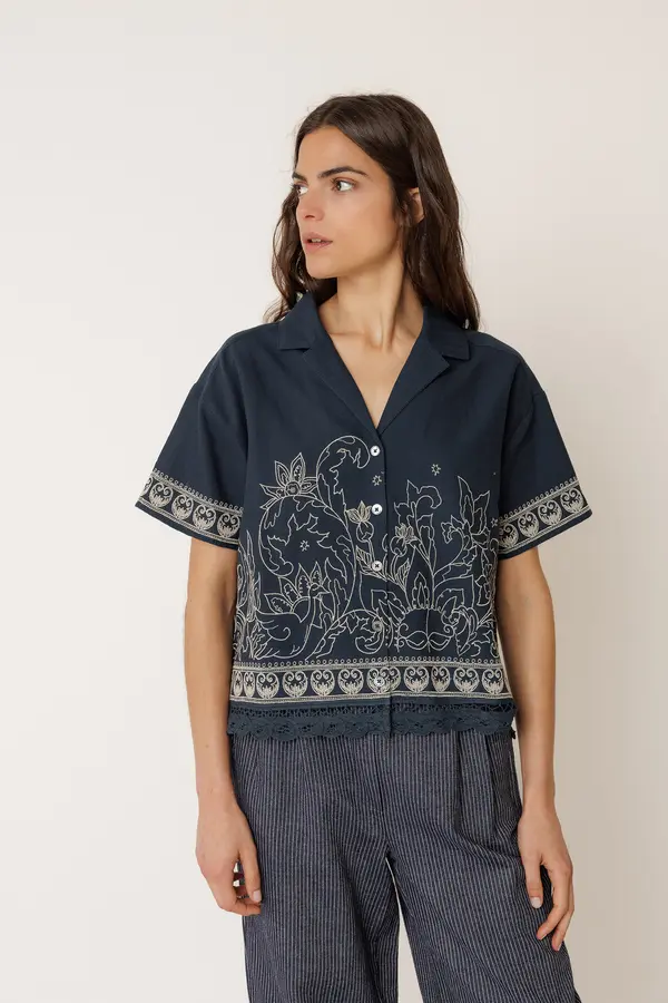 Camisa bordado contraste INDI & COLD (S)
