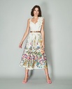 Vestido tirante y volante estampado floral