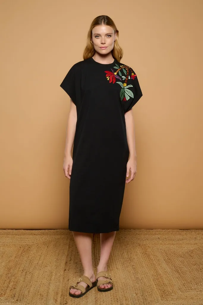 Black boho dress MINUETO (XS)