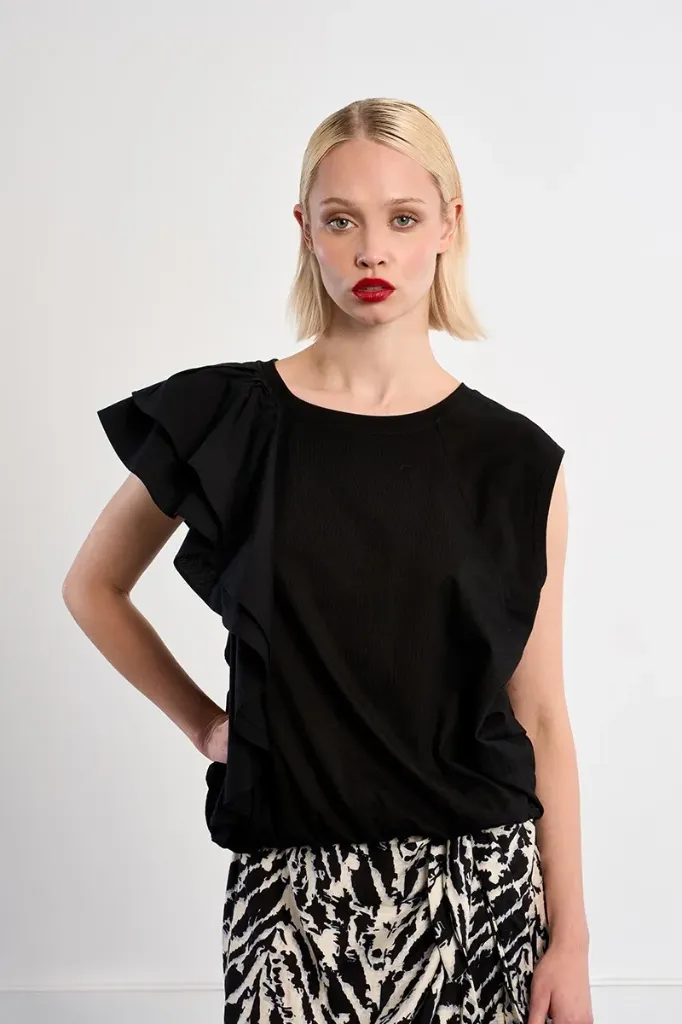 Camiseta volante negra LILI SIDONIO (XS)