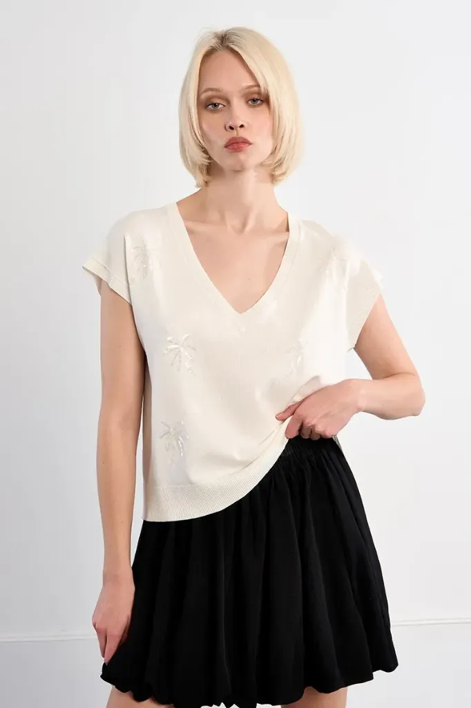 Jersey palmeras lentejuelas LILI SIDONIO (XS)