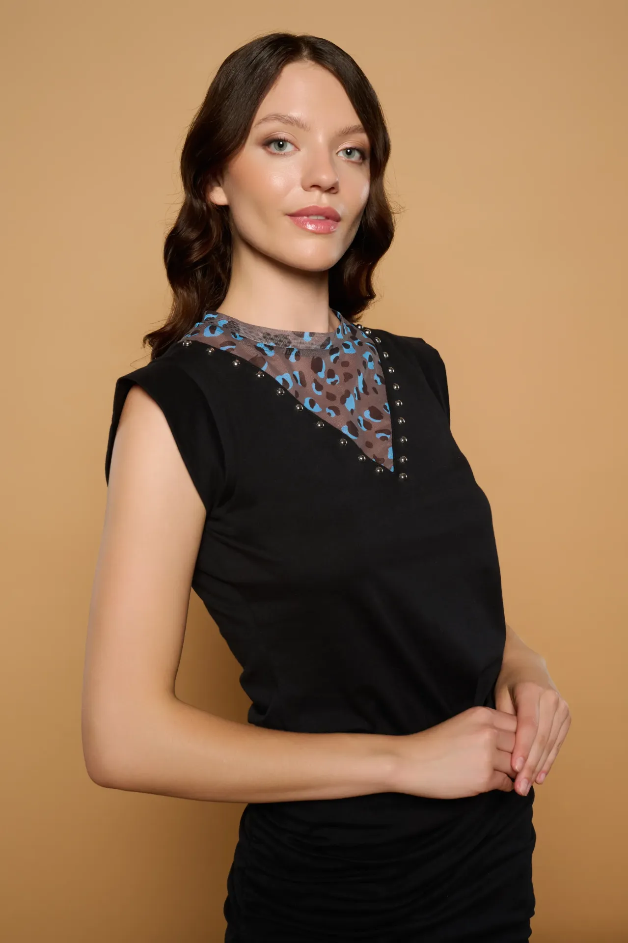 Black Genetta top MINUETO