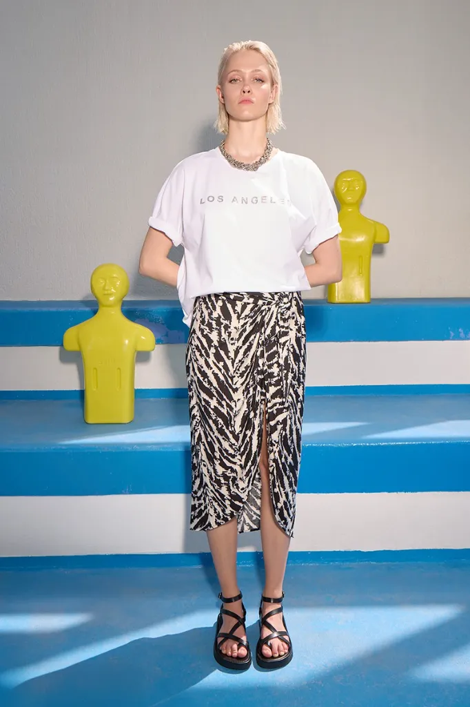 Falda lazada y estampado de rayas LILI SIDONIO