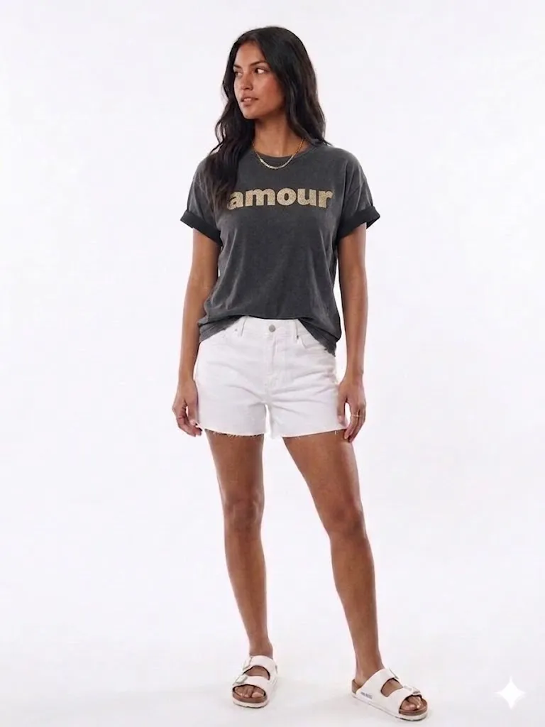 Camiseta AMOUR negro & glitter dorado