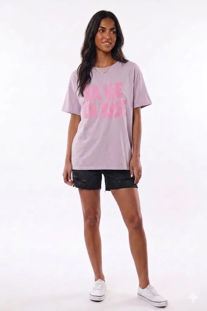 Camiseta LA VIE EN ROSE lila & rosa
