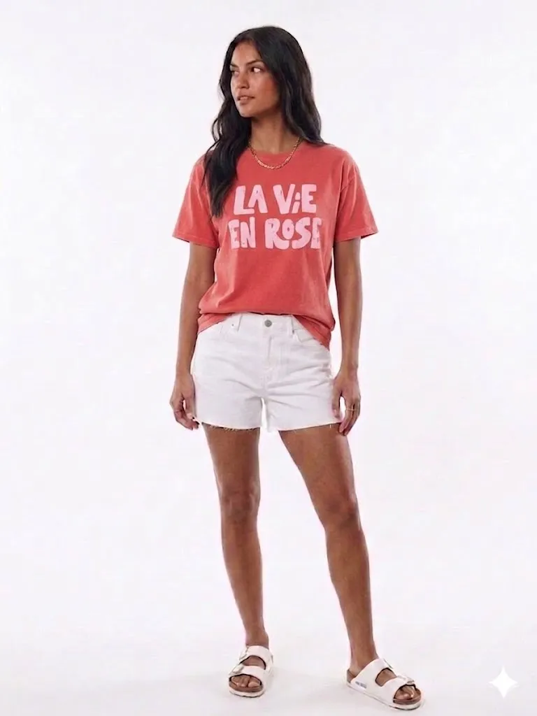 Camiseta LA VIE EN ROSE rojo & rosa