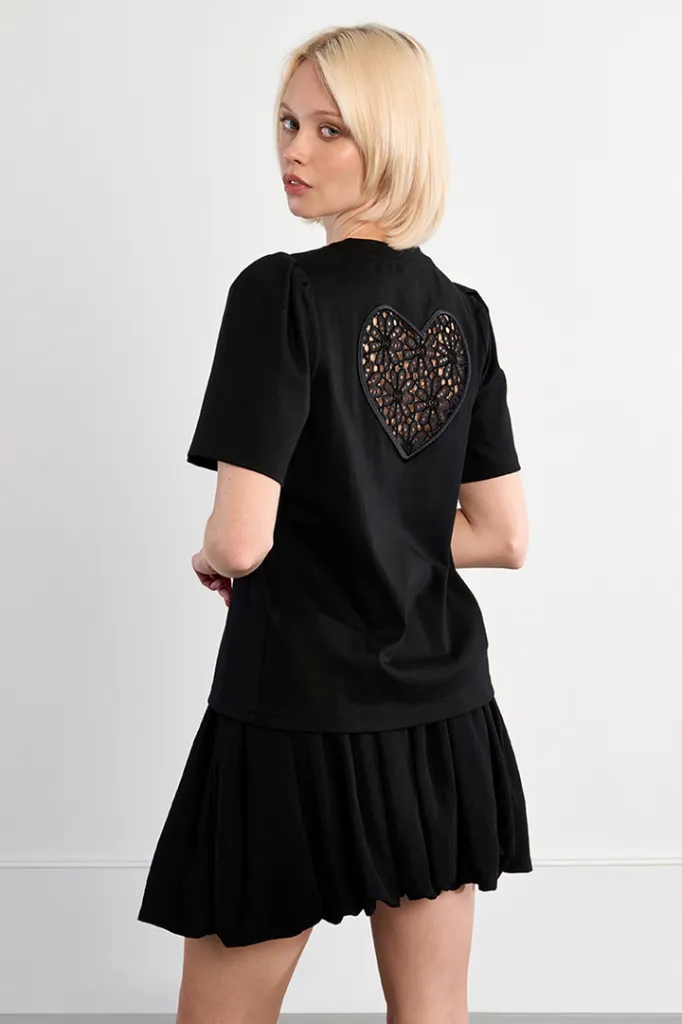 Camiseta corazón en encaje LILI SIDONIO