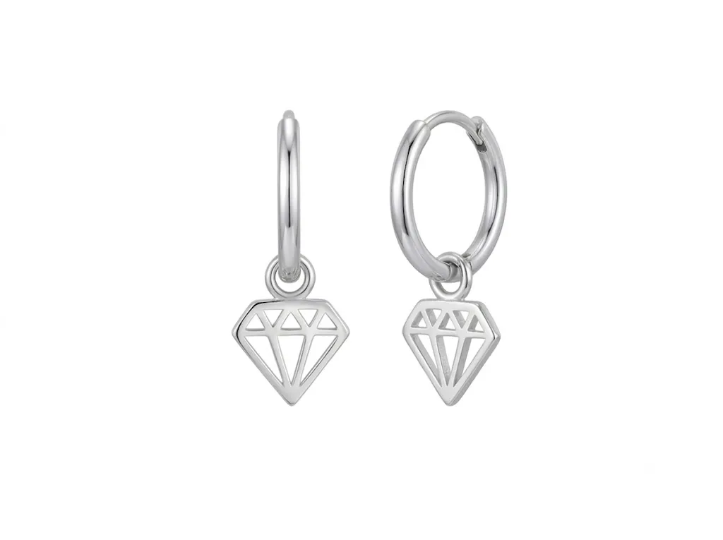 Pendientes mini arito forma diamante