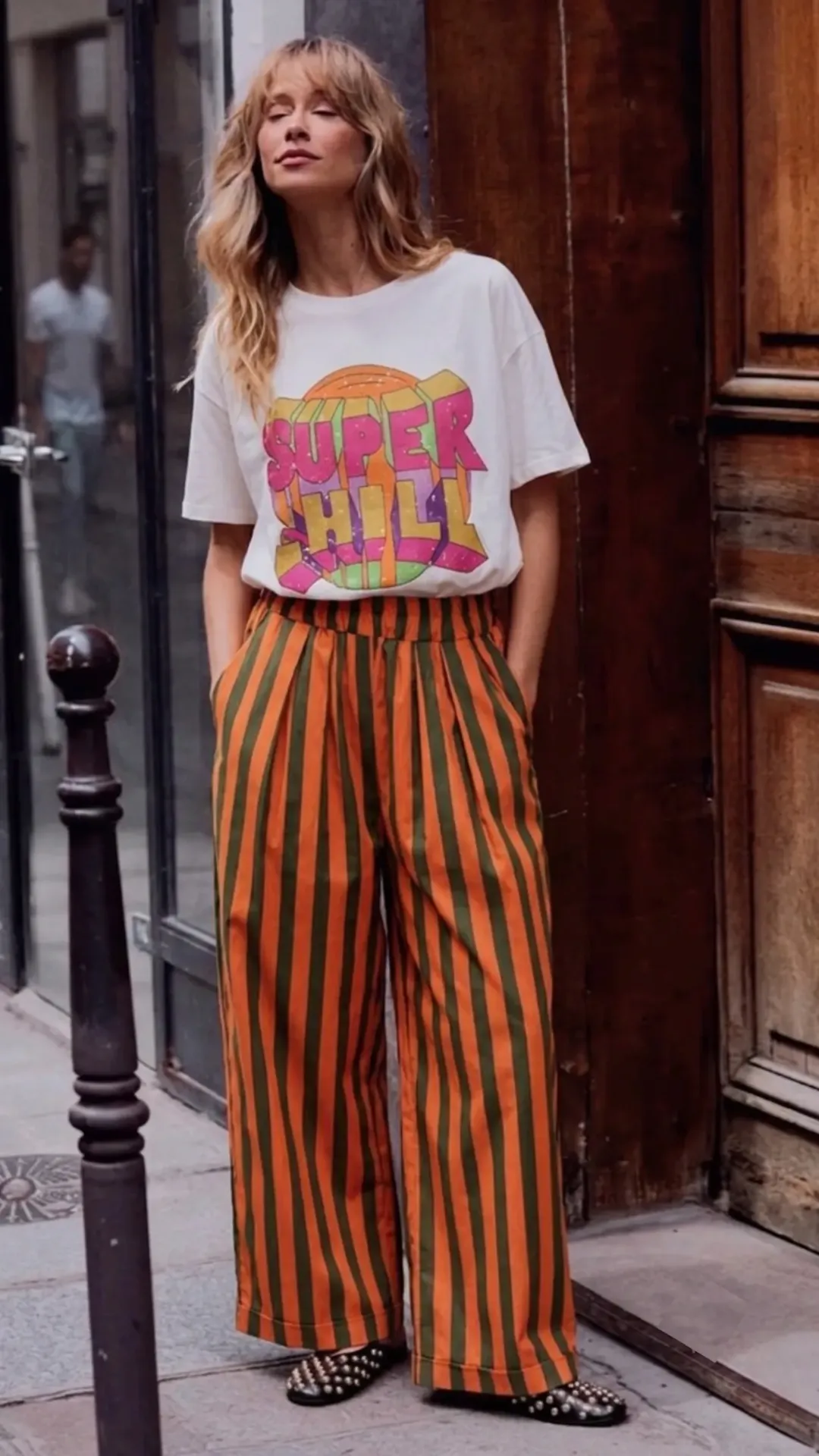 Pantalón rayas naranjas & verdes