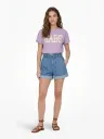 Short denim cintura alta fruncida