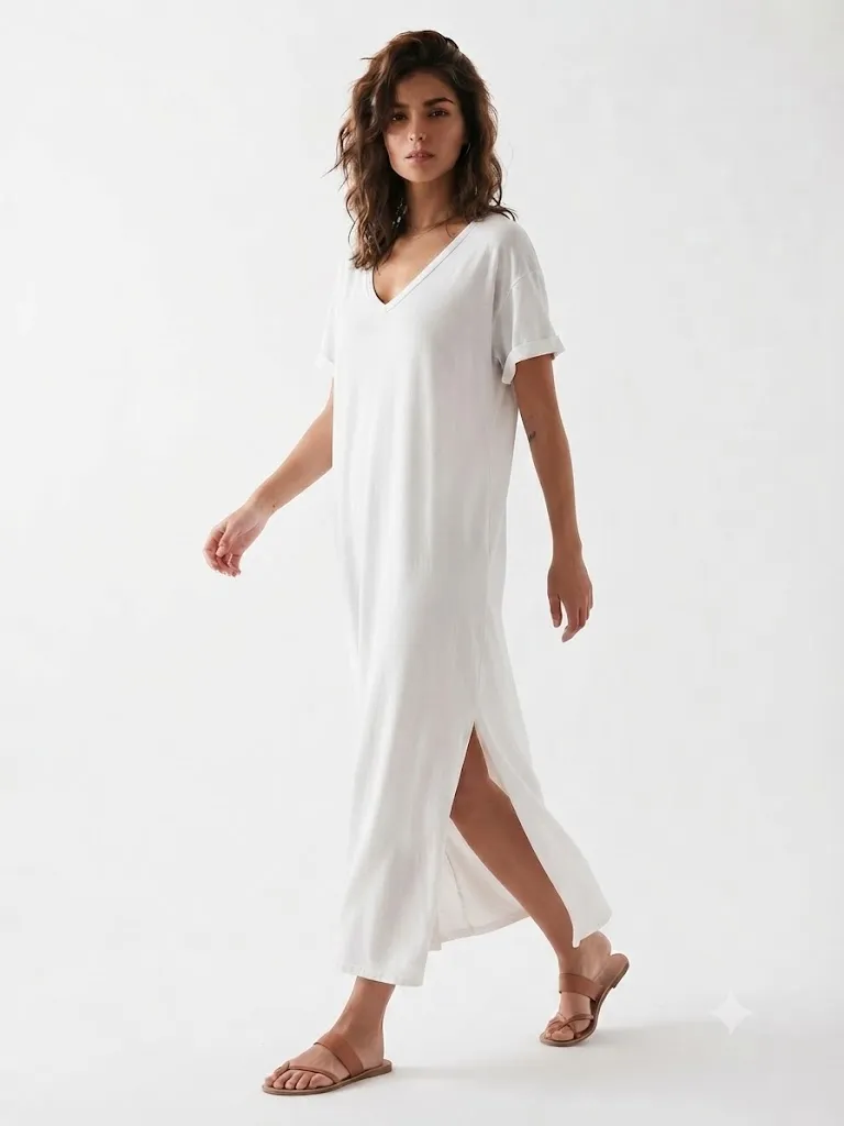 Vestido midi aberturas blanco