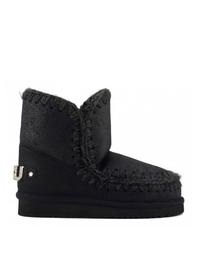 Botas MOU Eskimo 18 rhinestone logo negro metalizado MOU BOOTS