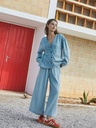 Pantalón ancho efecto denim 