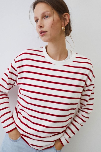 Sudadera algodón rayas rojas 