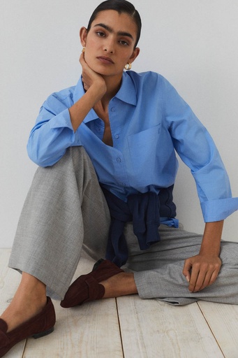 [oversize] Camisa algodón oversized azul 