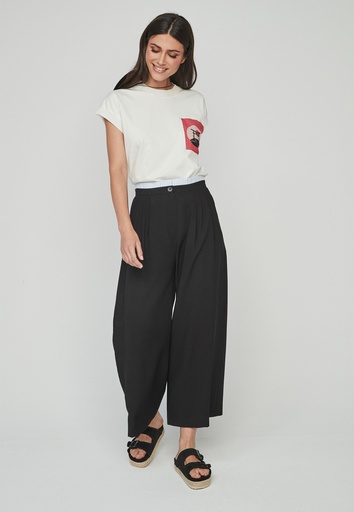 Pantalón ancho negro & rayas